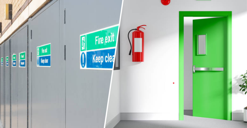 Steel fire exit doors