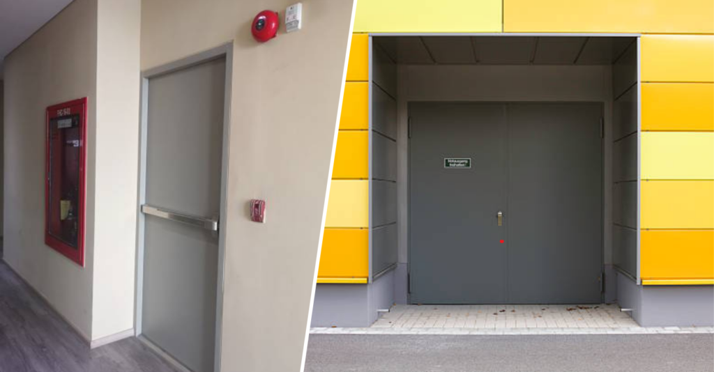 Steel fire exit doors