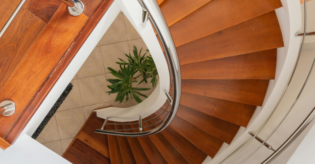 curved wooden stairs